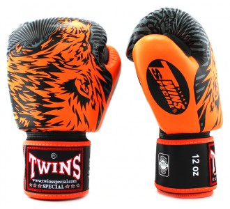 Боксерские перчатки Twins Special с рисунком (FBGV-50 orange)
